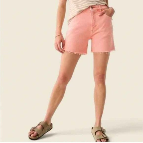 NWOT Faherty Sun Washed Denim Shorts Raw Edge Size 27, Peach Nectar - Picture 1 of 6